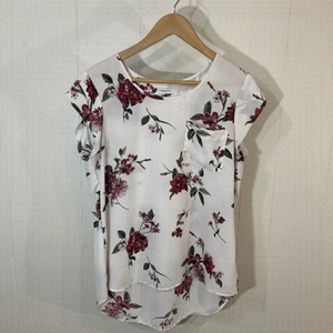 Reitmans Off White Floral Print Cap Sleeves Pull Over Blouse Large